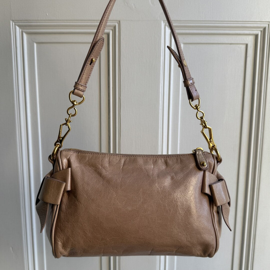 Miu Miu Vitello Bow Leather Dusty Pink Shoulder Bag