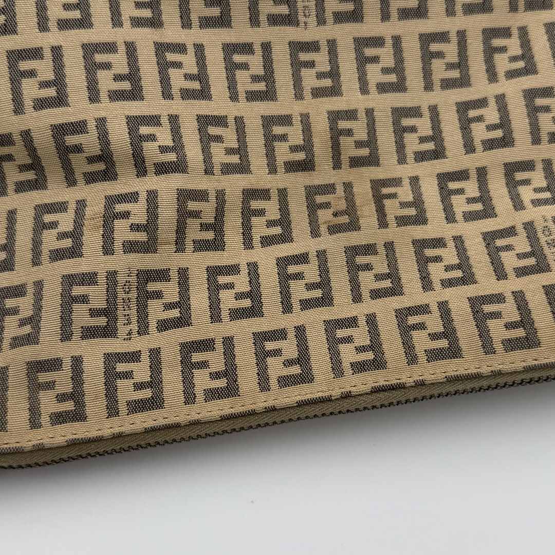 Fendi Zucchino Canvas Beige Shoulder Bag
