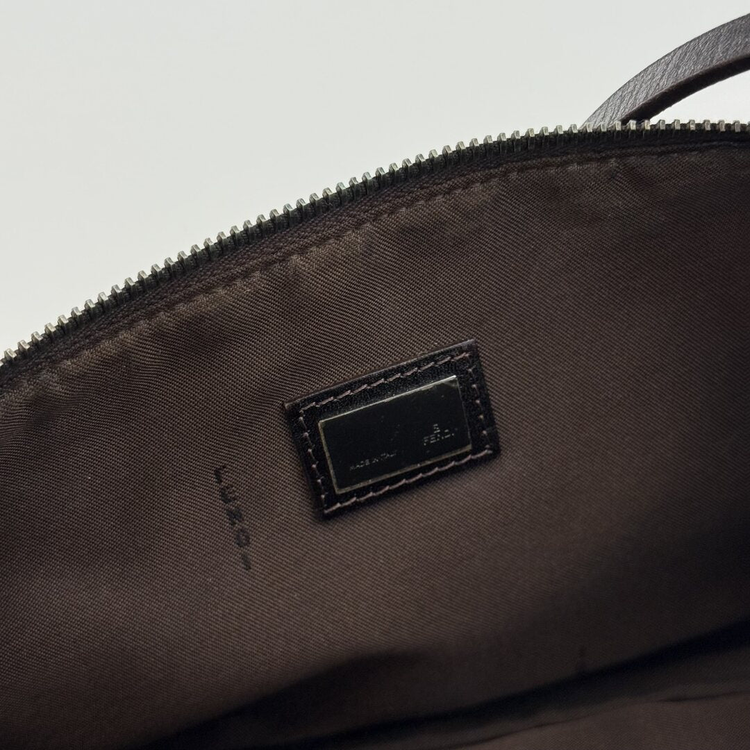 Fendi Zucchino Brown Pochette Shoulder Bag