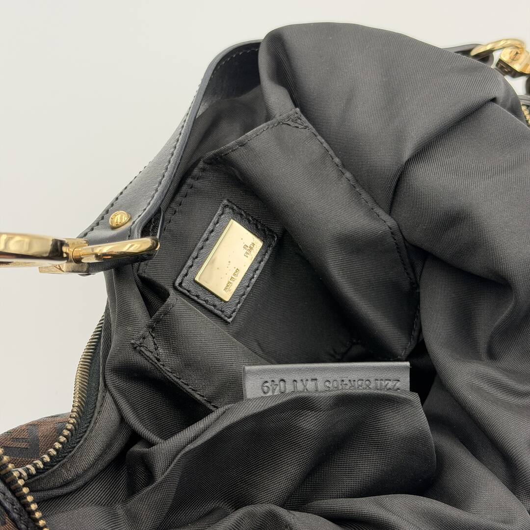 Fendi Zucchino Chef Hobo Brown Shoulder Bag