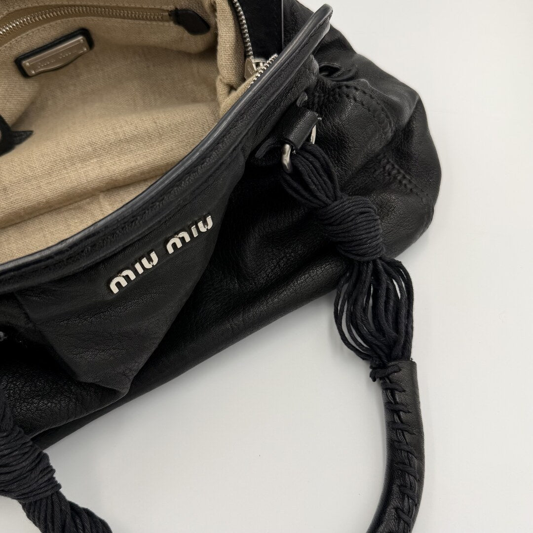 Miu Miu Vitello Leather Black Shoulder Bag