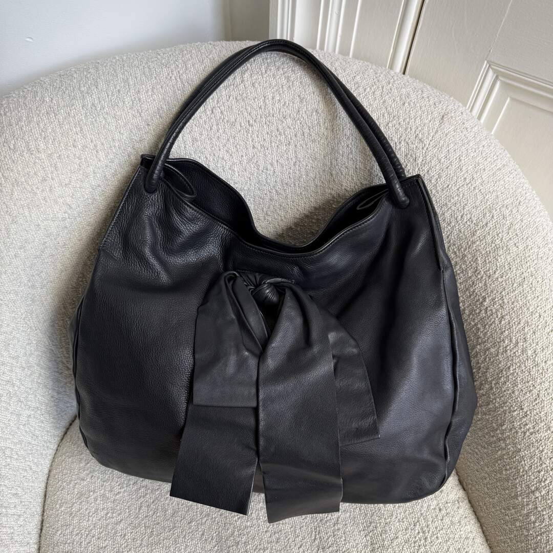 Miu Miu Large Bow Black Leather Shoulder Bag