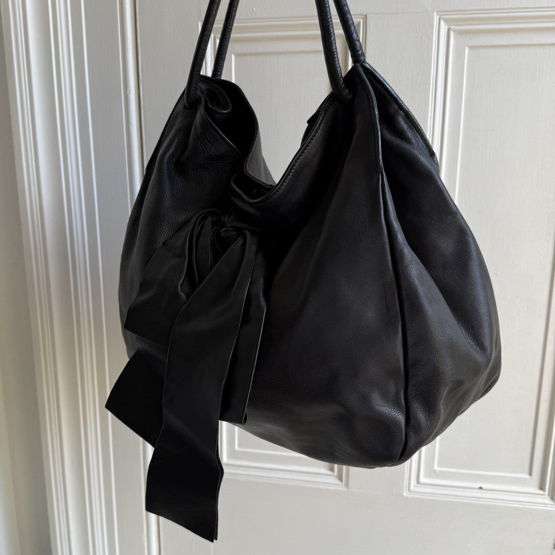 Miu Miu Large Bow Black Leather Shoulder Bag