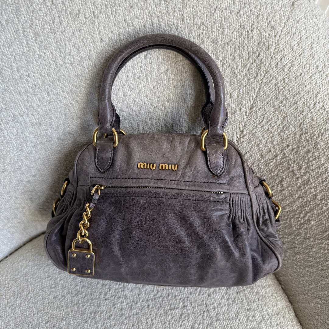 Miu Miu Charm Leather Purple Mini Handbag