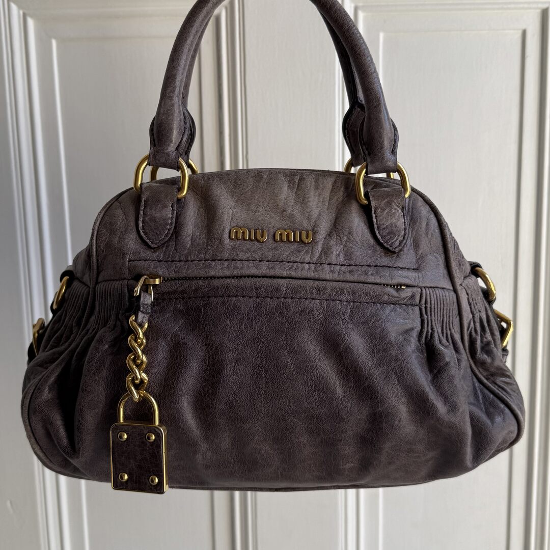 Miu Miu Charm Leather Purple Mini Handbag