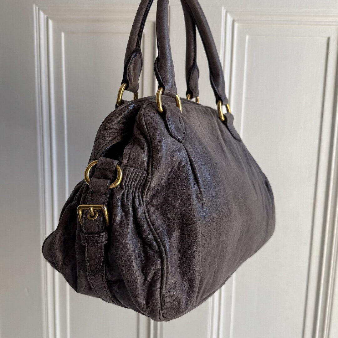 Miu Miu Charm Leather Purple Mini Handbag