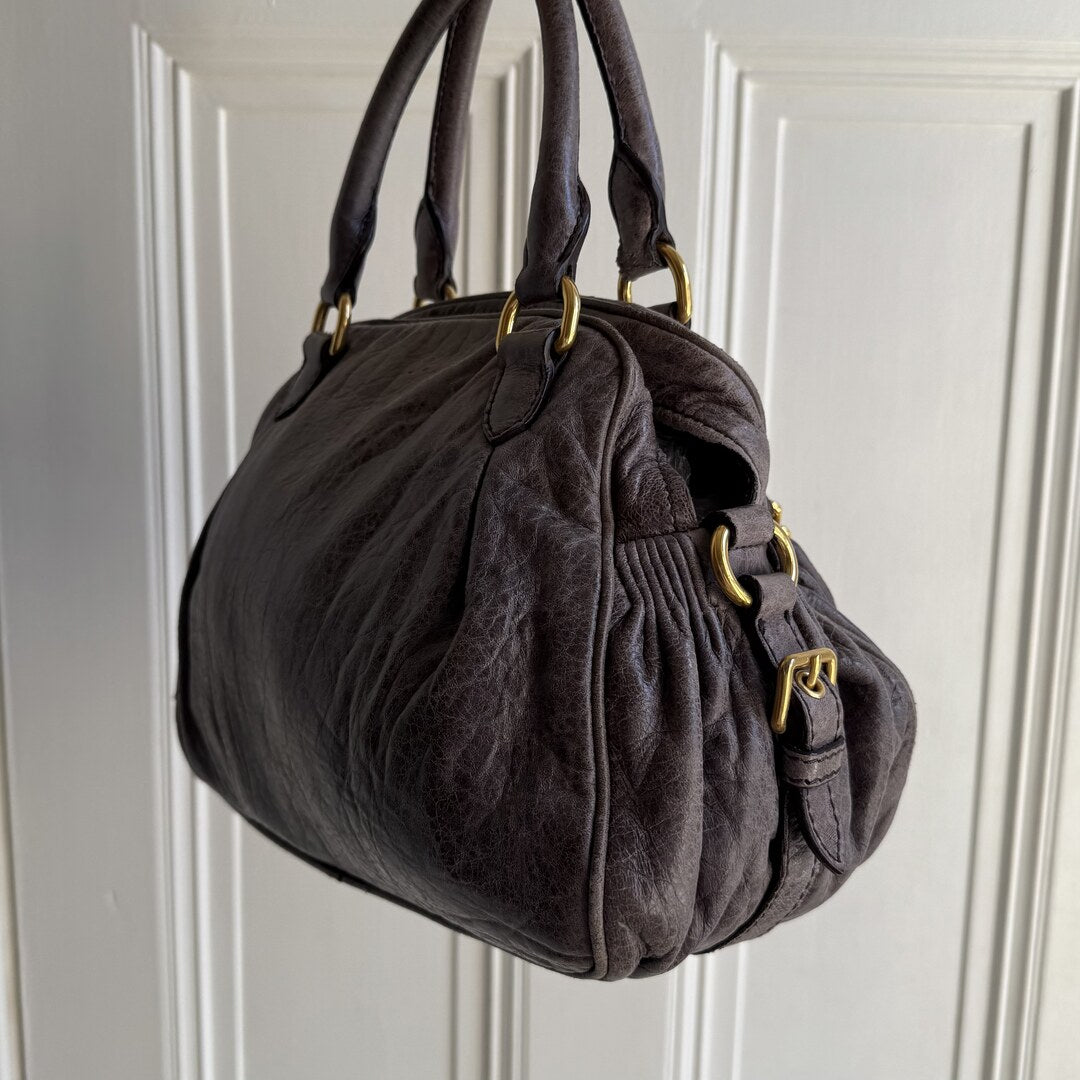 Miu Miu Charm Leather Purple Mini Handbag