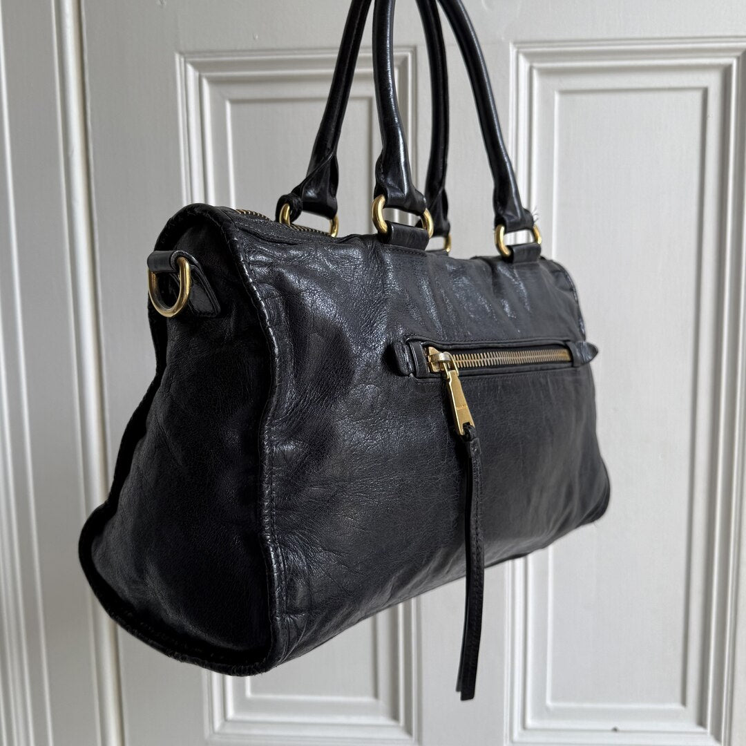 Miu Miu Vitello Shine Black Leather Handbag