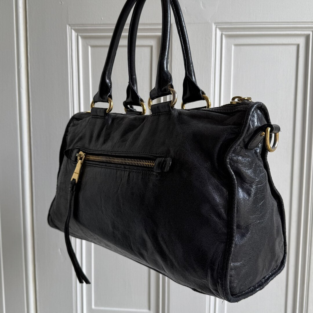 Miu Miu Vitello Shine Black Leather Handbag