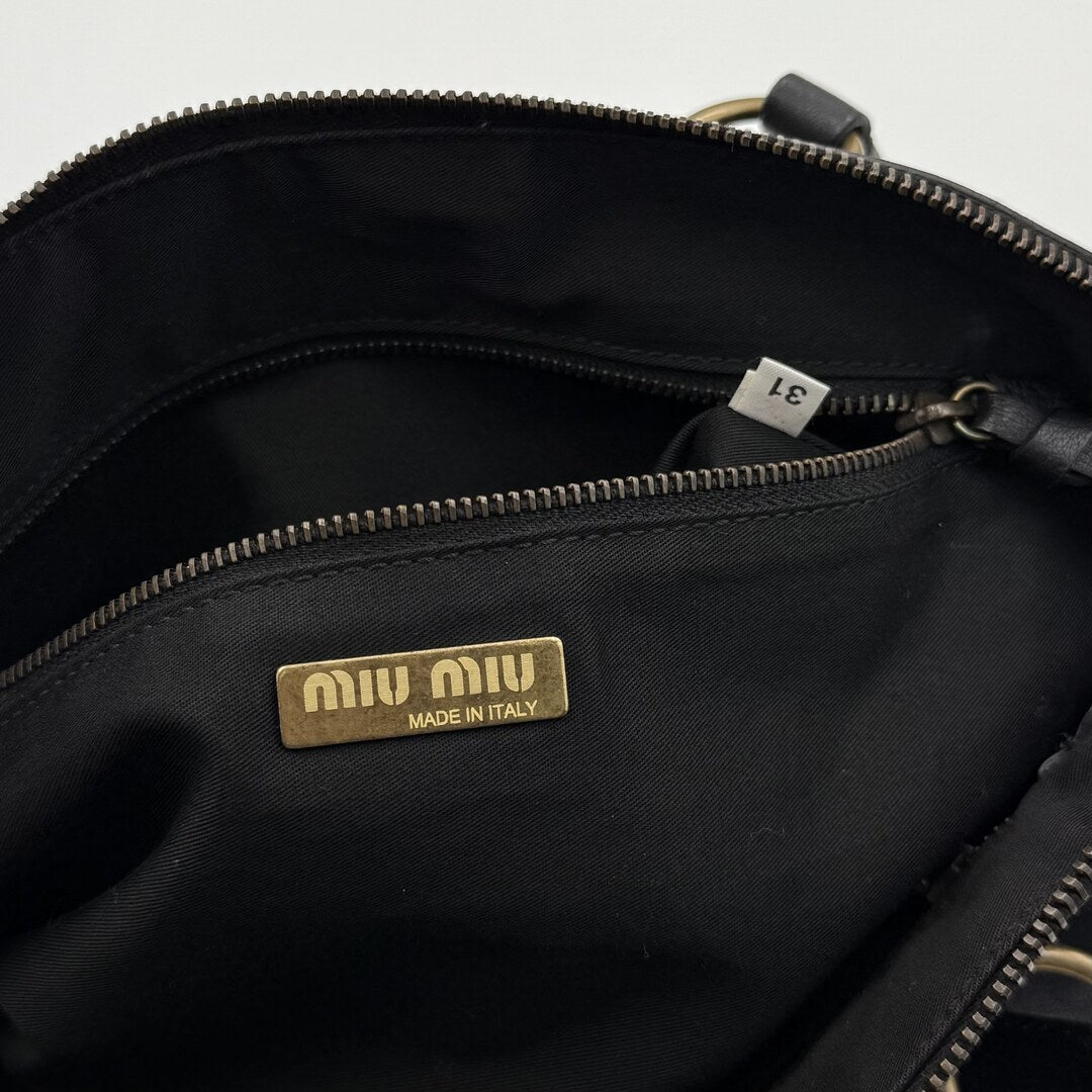 Archive Miu Miu Bow Leather Black Shoulder Bag