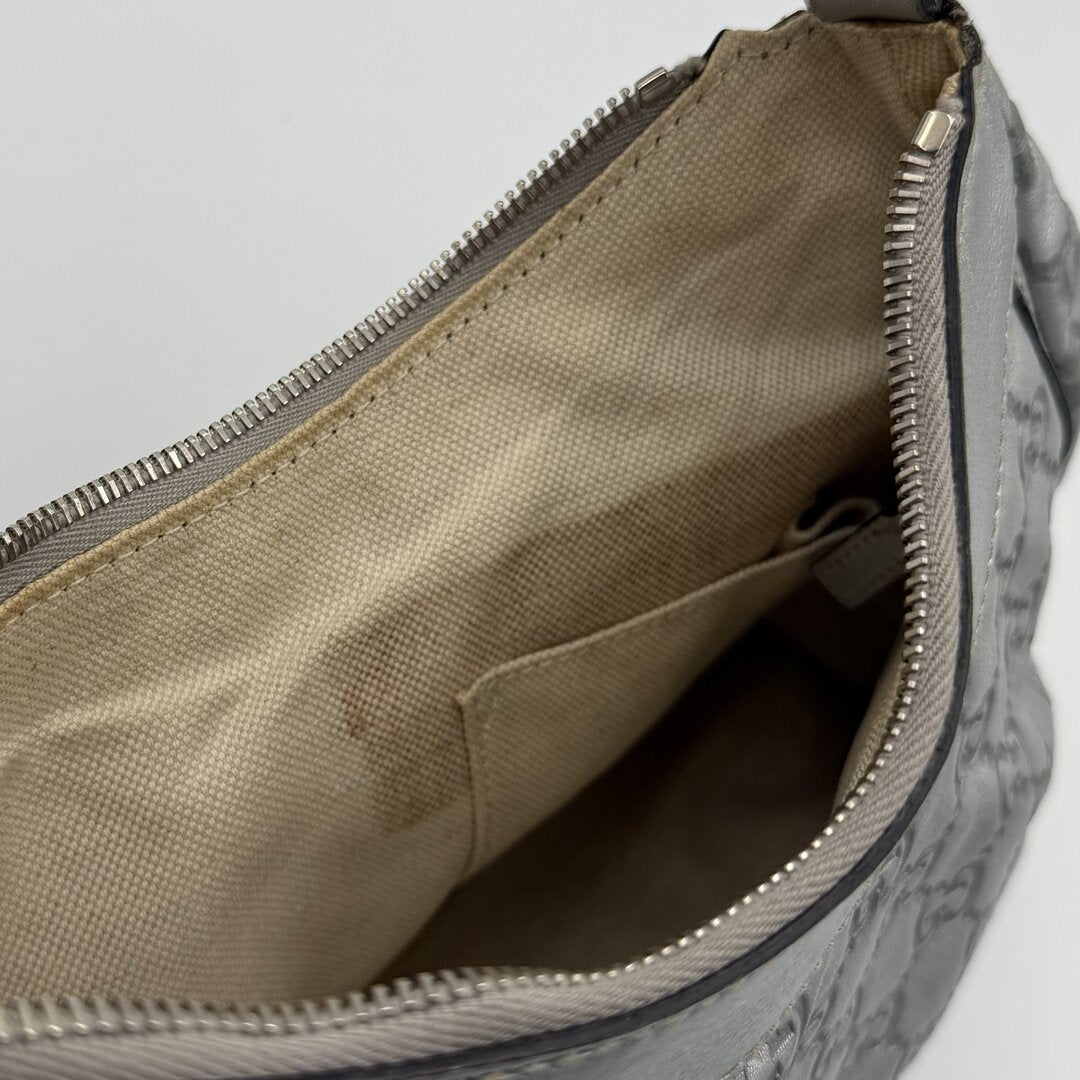 Gucci Guccissima Abbey Metallic Silver Shoulder Bag