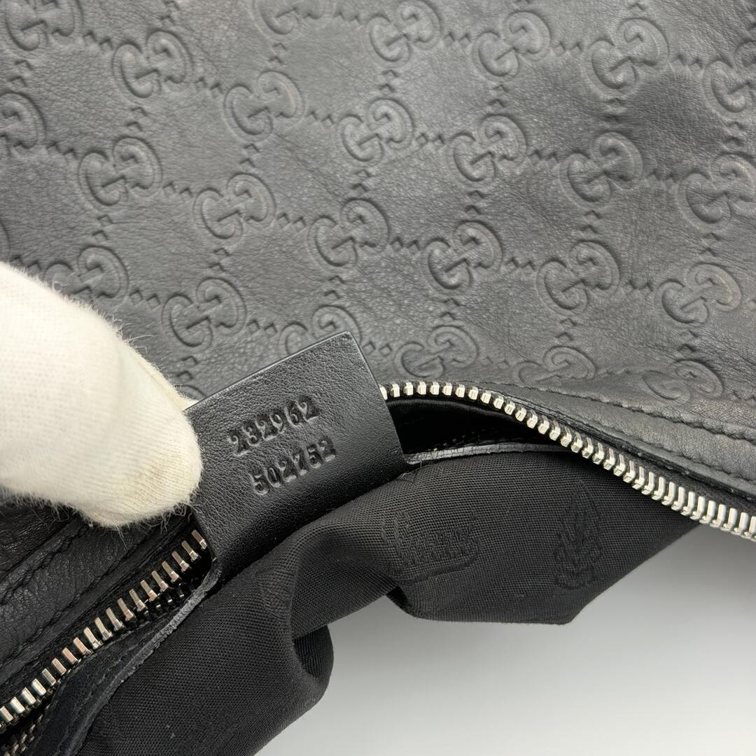 Gucci Guccissima Twins Hobo Black Leather Shoulder Bag