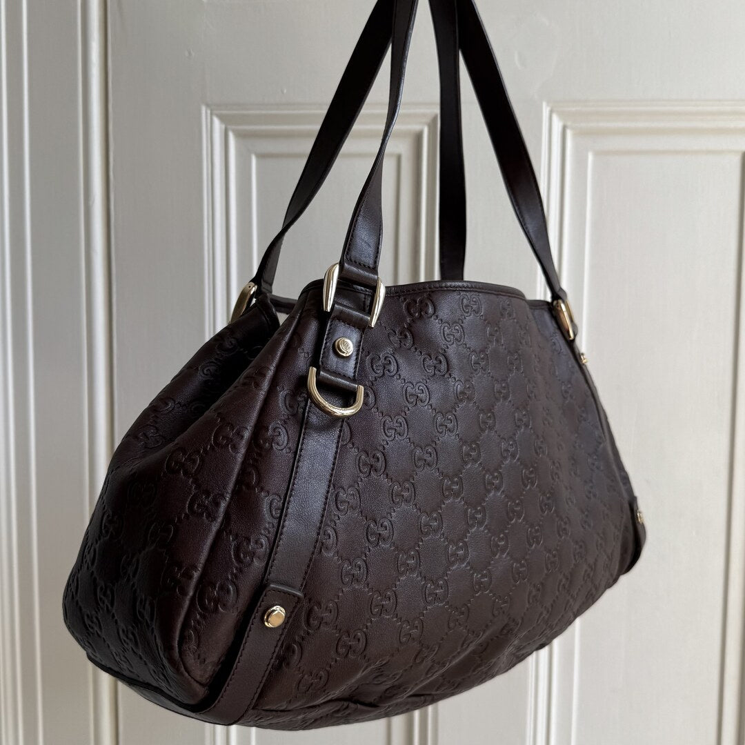 Gucci Guccissima Abbey Leather Brown Tote Bag