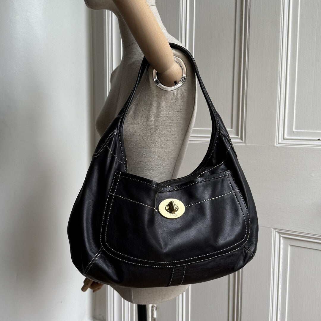Coach Hobo XL Leather Black Shoulder Bag