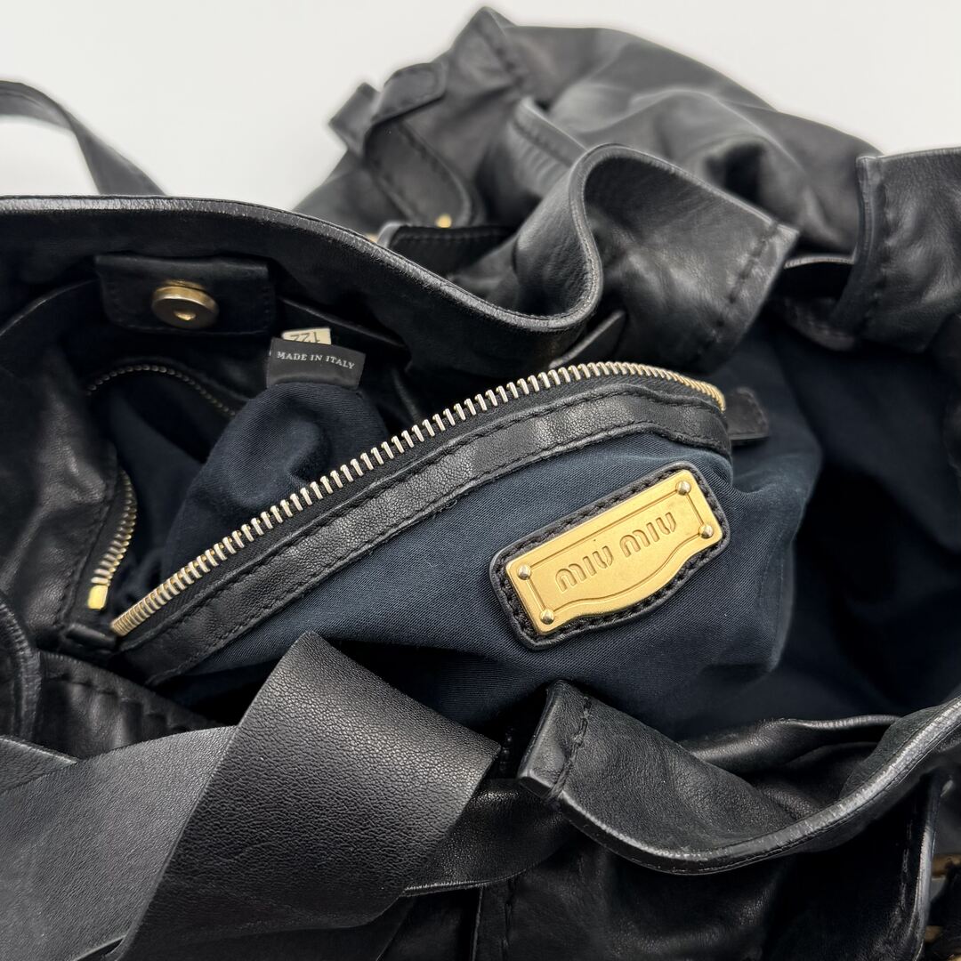 Miu Miu Vitello Leather Black Tote Bag