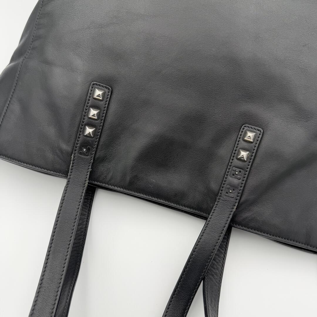 Miu Miu Vitello Stud Black Leather Tote Bag