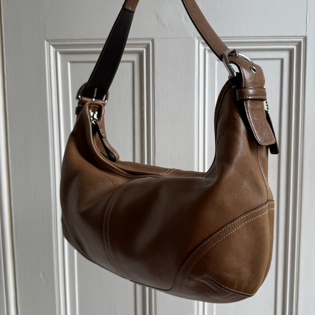 Coach Croissant Leather Brown Shoulder Bag