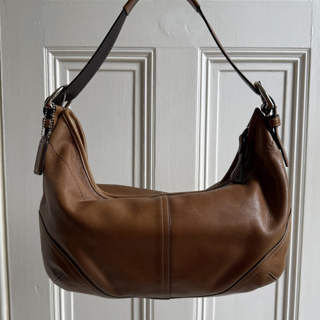 Coach Croissant Leather Brown Shoulder Bag