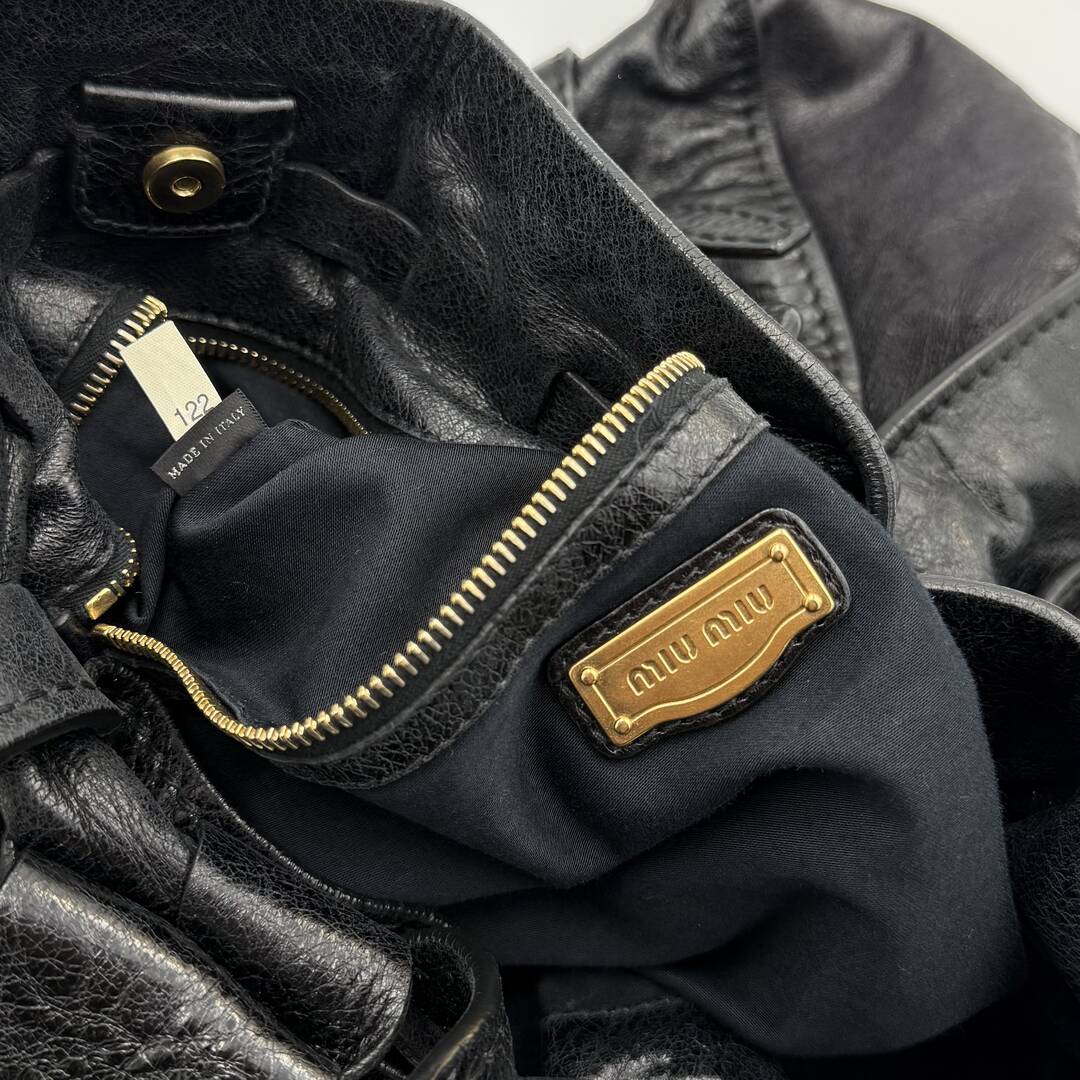 Miu Miu Vitello Leather Black Tote Bag