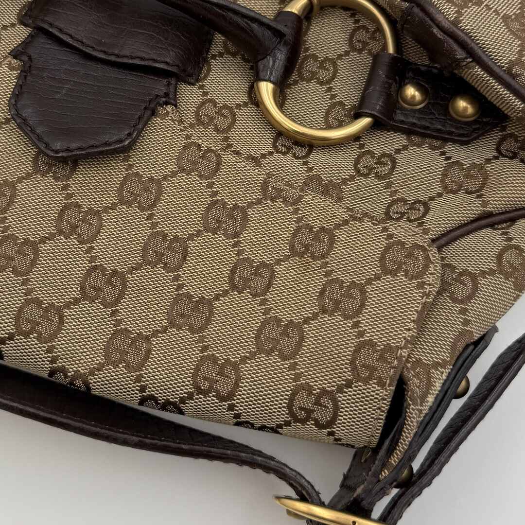 Gucci GG Canvas Horsebit Chain Brown Shoulder Bag