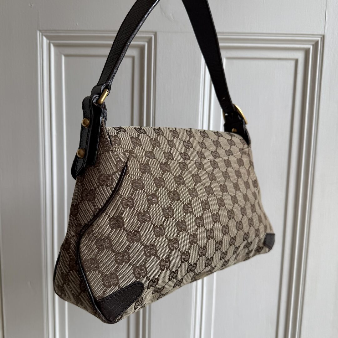 Gucci GG Canvas Horsebit Chain Brown Shoulder Bag