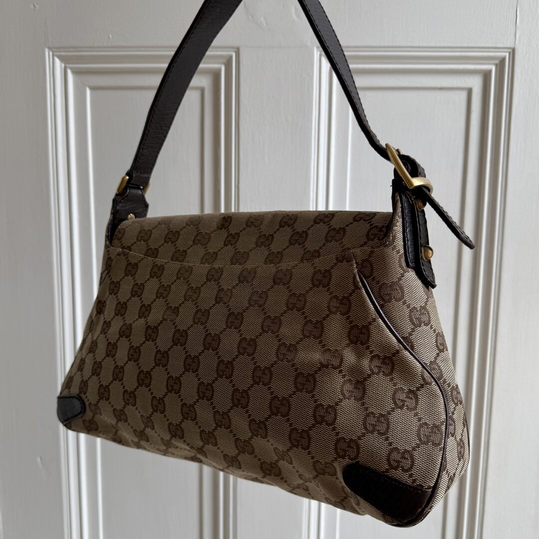 Gucci GG Canvas Horsebit Chain Brown Shoulder Bag