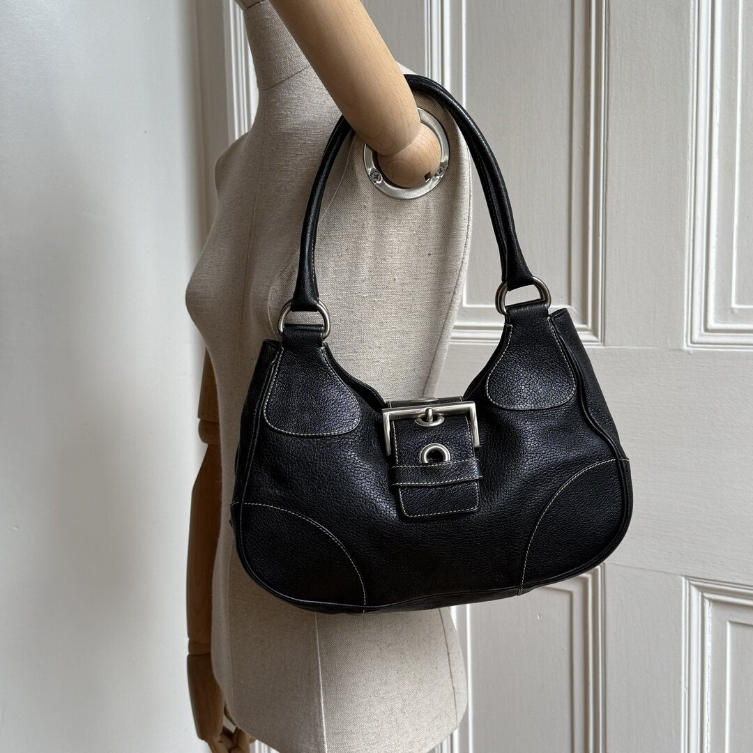Prada Moon Leather Black Mini Shoulder Bag