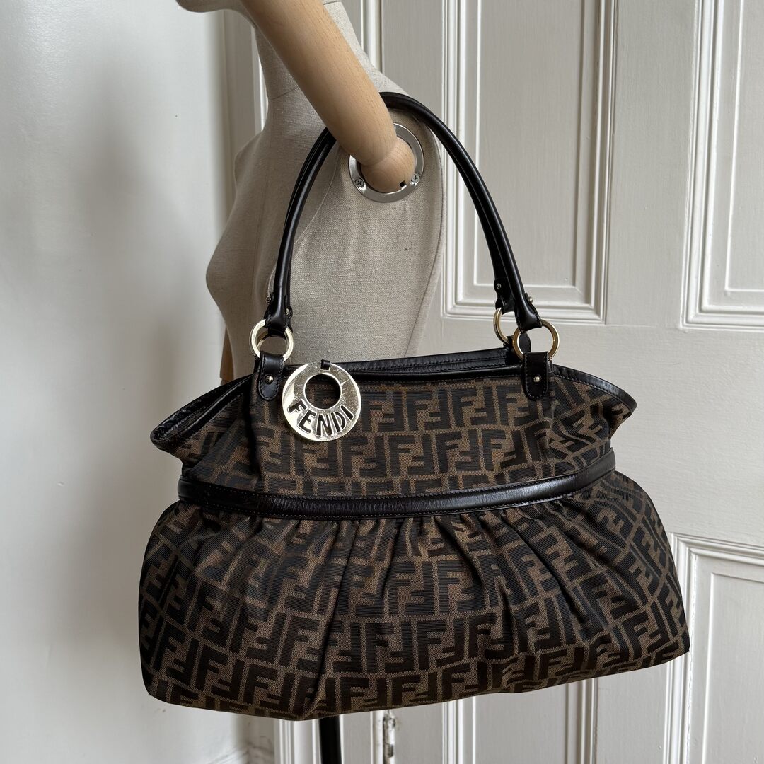 Fendi Zucca Charm Brown Tote Bag