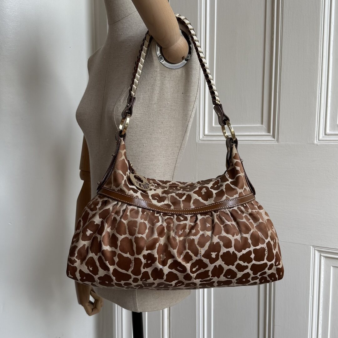 Fendi Chef Leopard Canvas Shoulder Bag