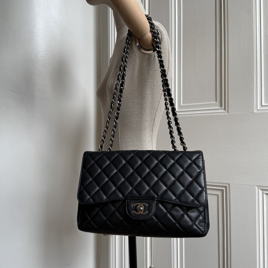 Chanel Classic Jumbo Caviar Flap Black Shoulder Bag