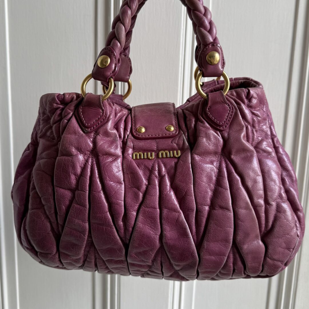 Miu Miu Matelasse Purple Leather Handbag