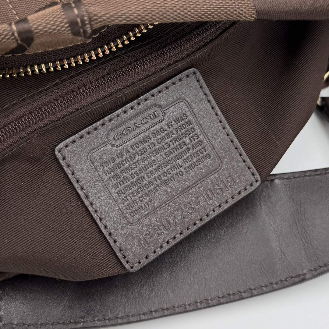 Coach Signature Brown Studded Shoulder Bag