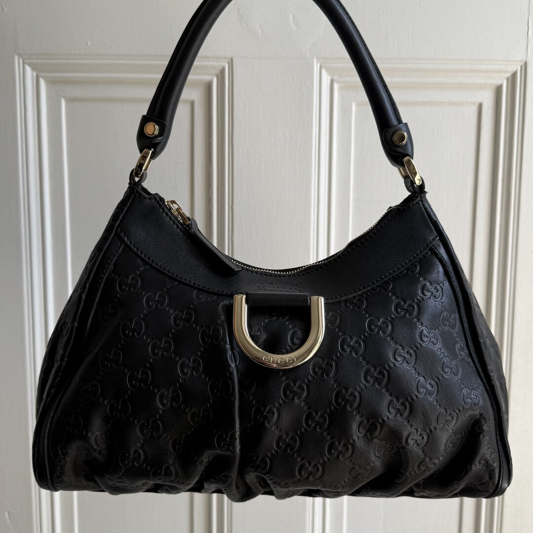 Gucci Guccissima Abbey Leather Black Shoulder Bag