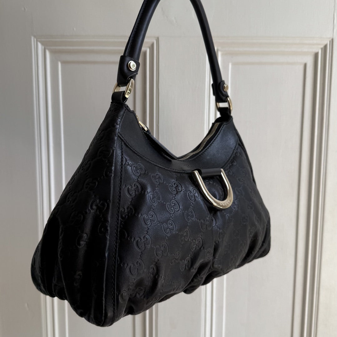 Gucci Guccissima Abbey Leather Black Shoulder Bag