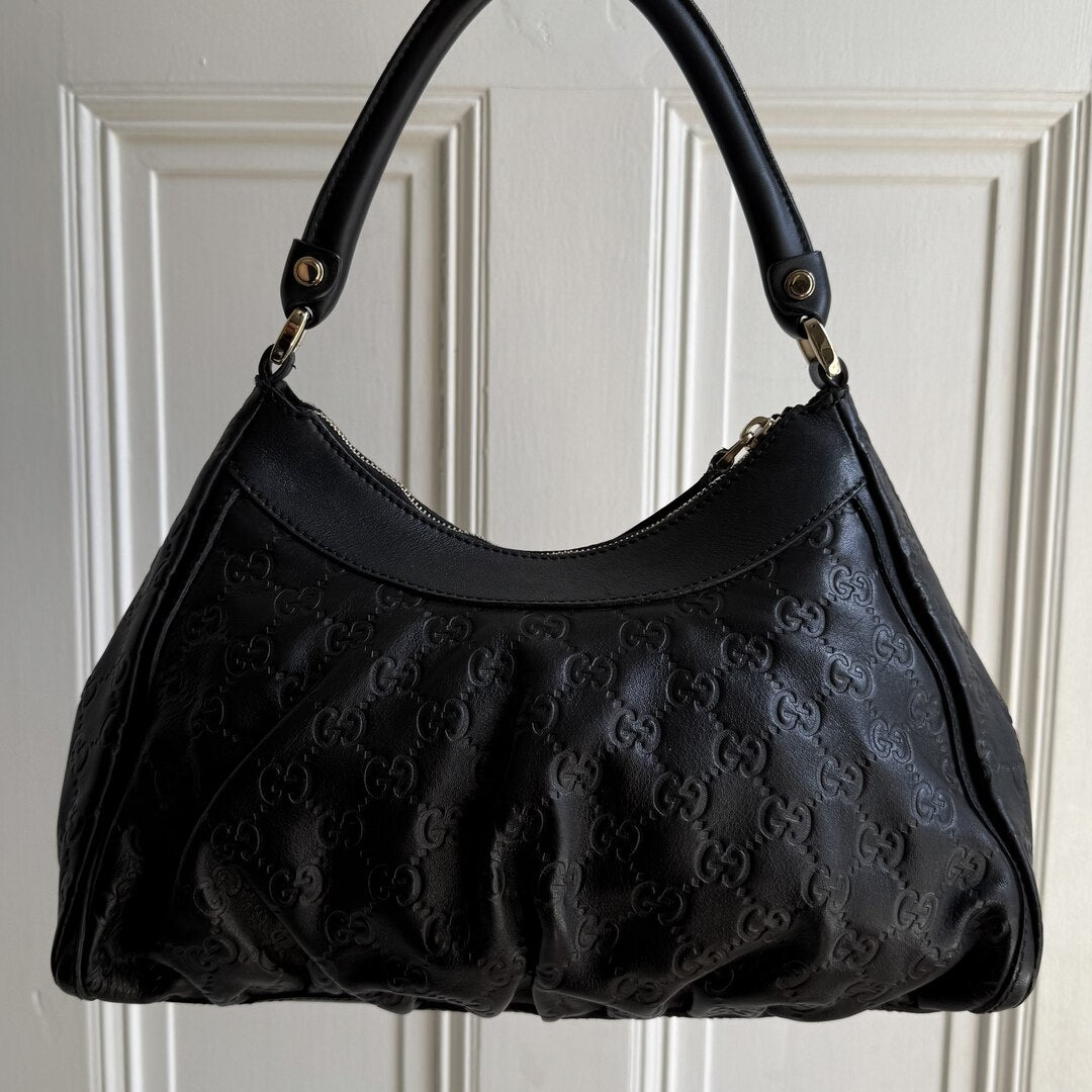 Gucci Guccissima Abbey Leather Black Shoulder Bag
