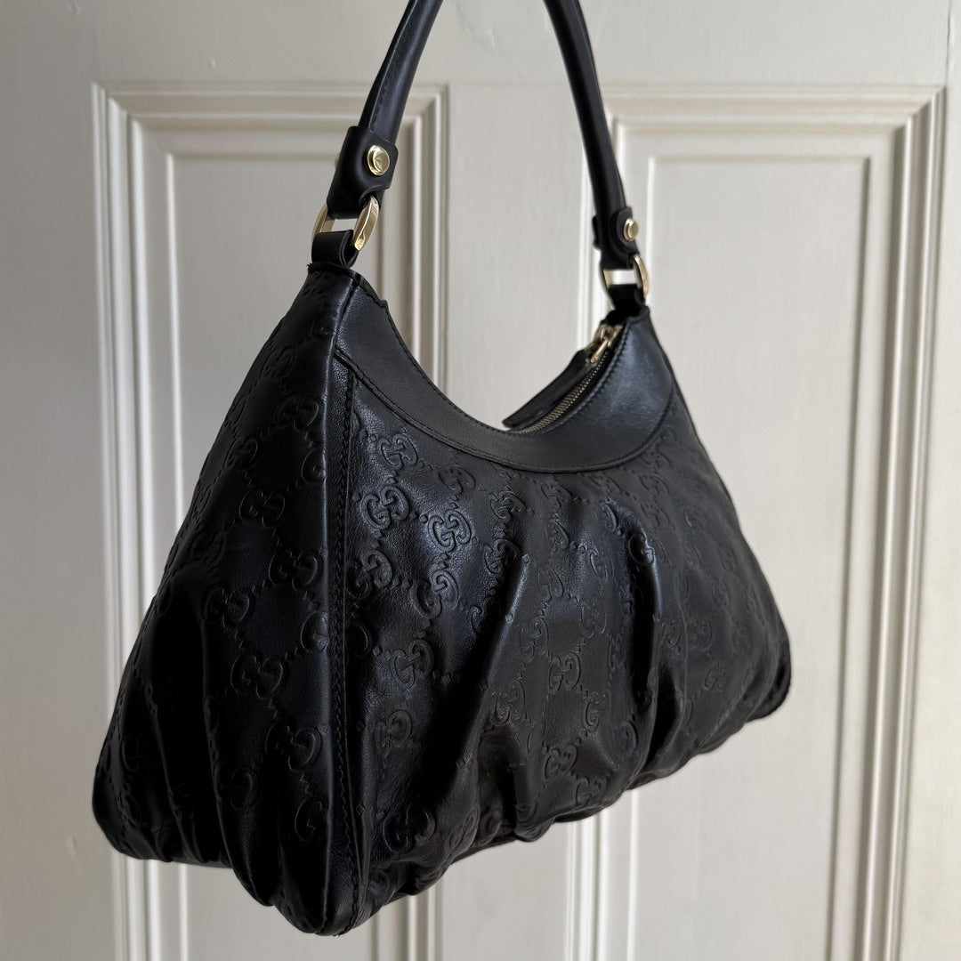 Gucci Guccissima Abbey Leather Black Shoulder Bag