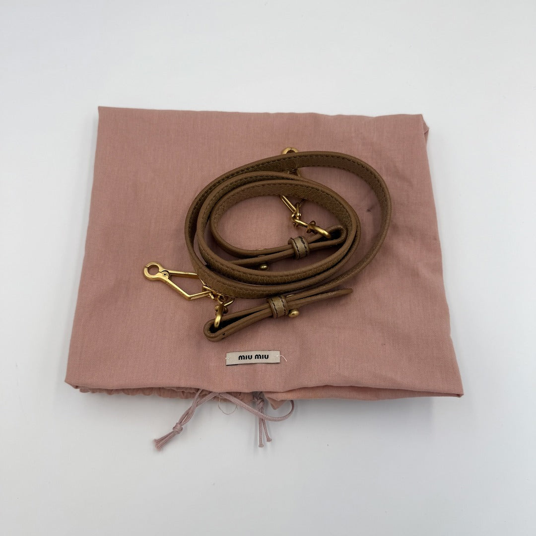 Miu Miu Vitello Beige Leather Handbag