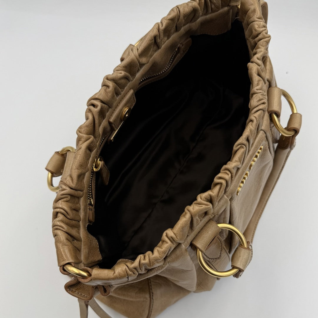 Miu Miu Vitello Beige Leather Handbag