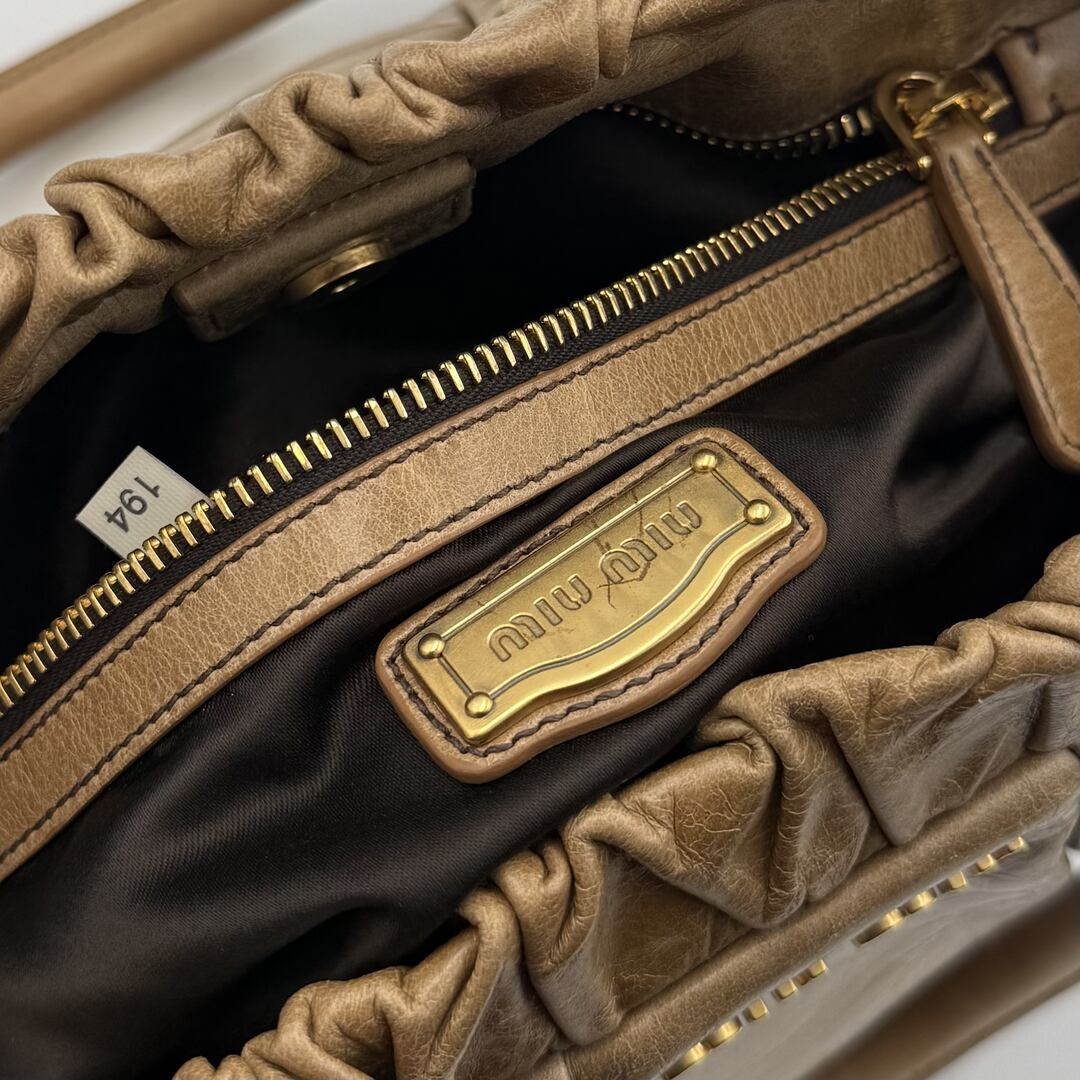 Miu Miu Vitello Beige Leather Handbag