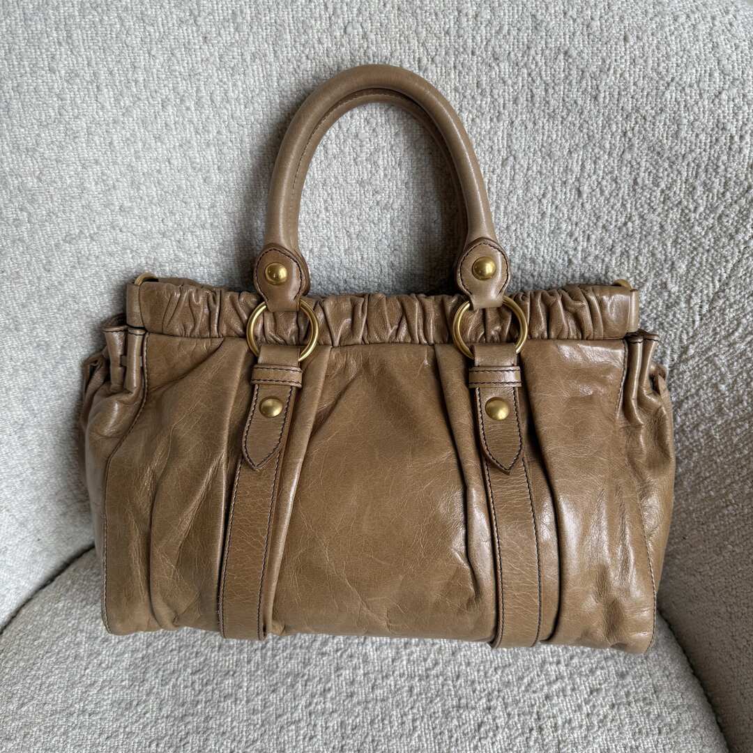 Miu Miu Vitello Beige Leather Handbag