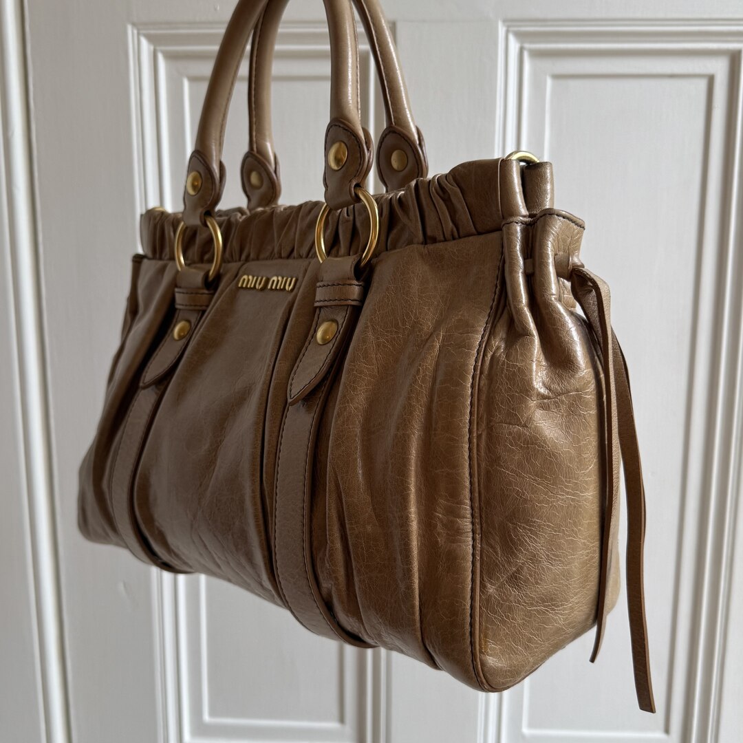 Miu Miu Vitello Beige Leather Handbag