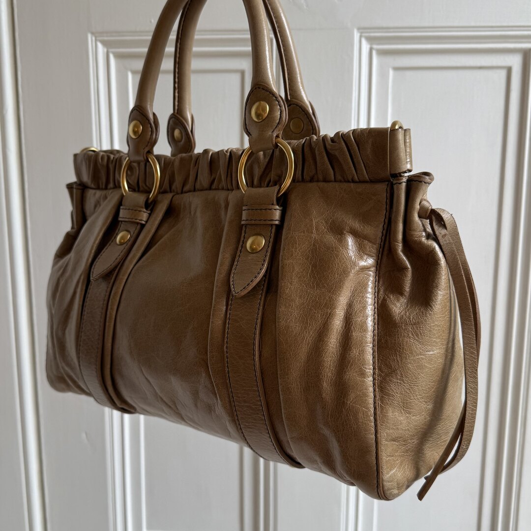 Miu Miu Vitello Beige Leather Handbag