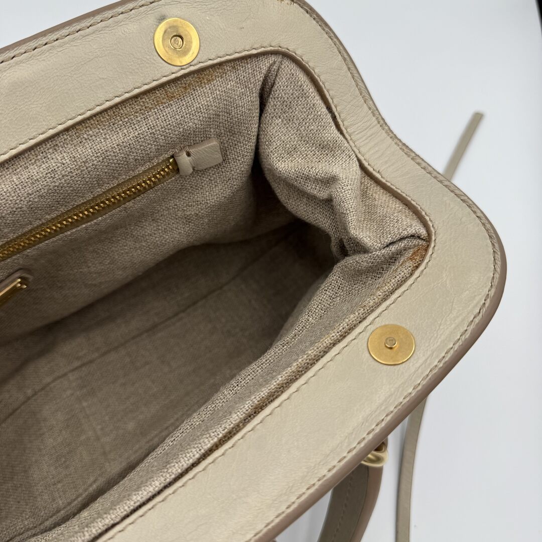 Miu Miu Bow Leather Cream Shoulder Bag
