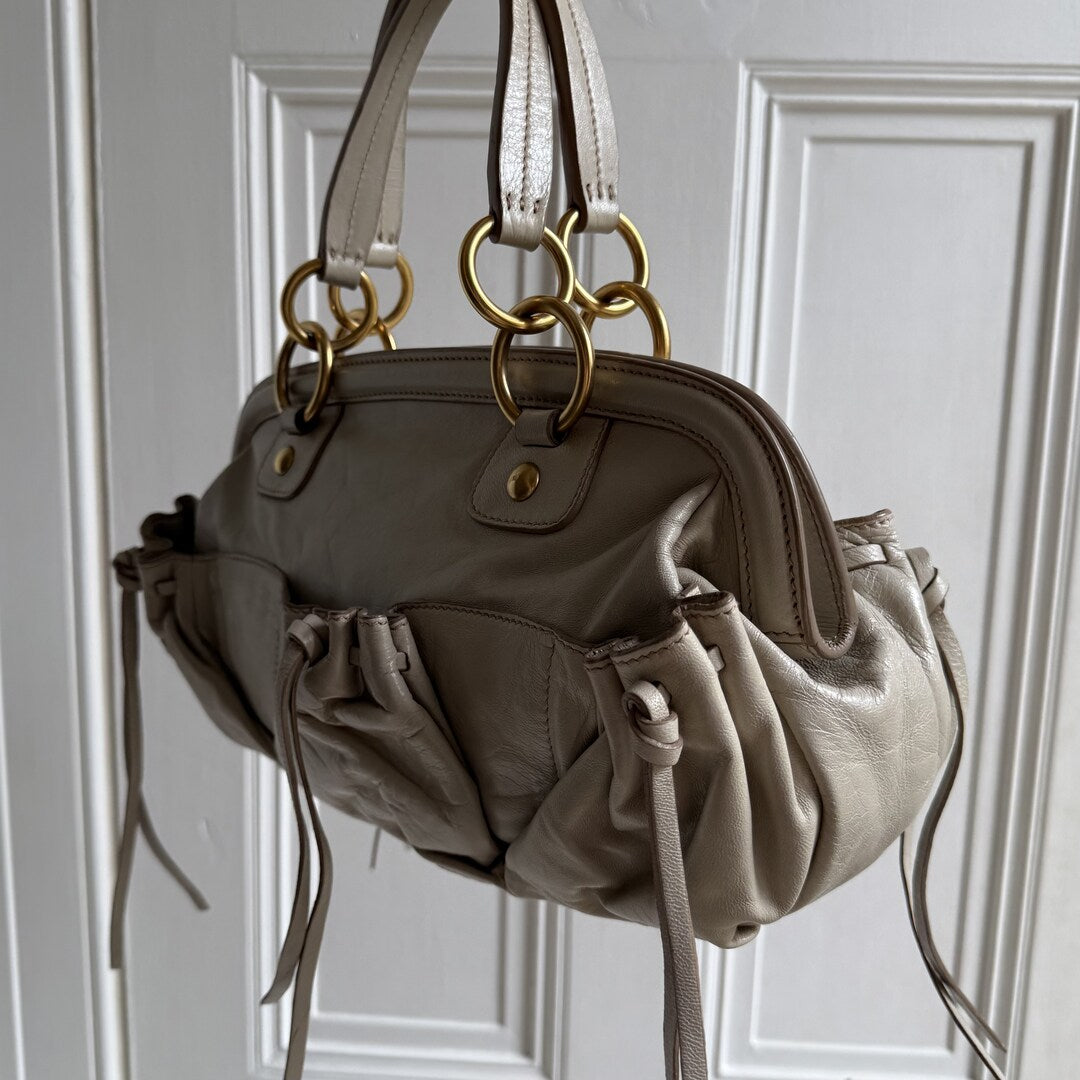 Miu Miu Bow Leather Cream Shoulder Bag