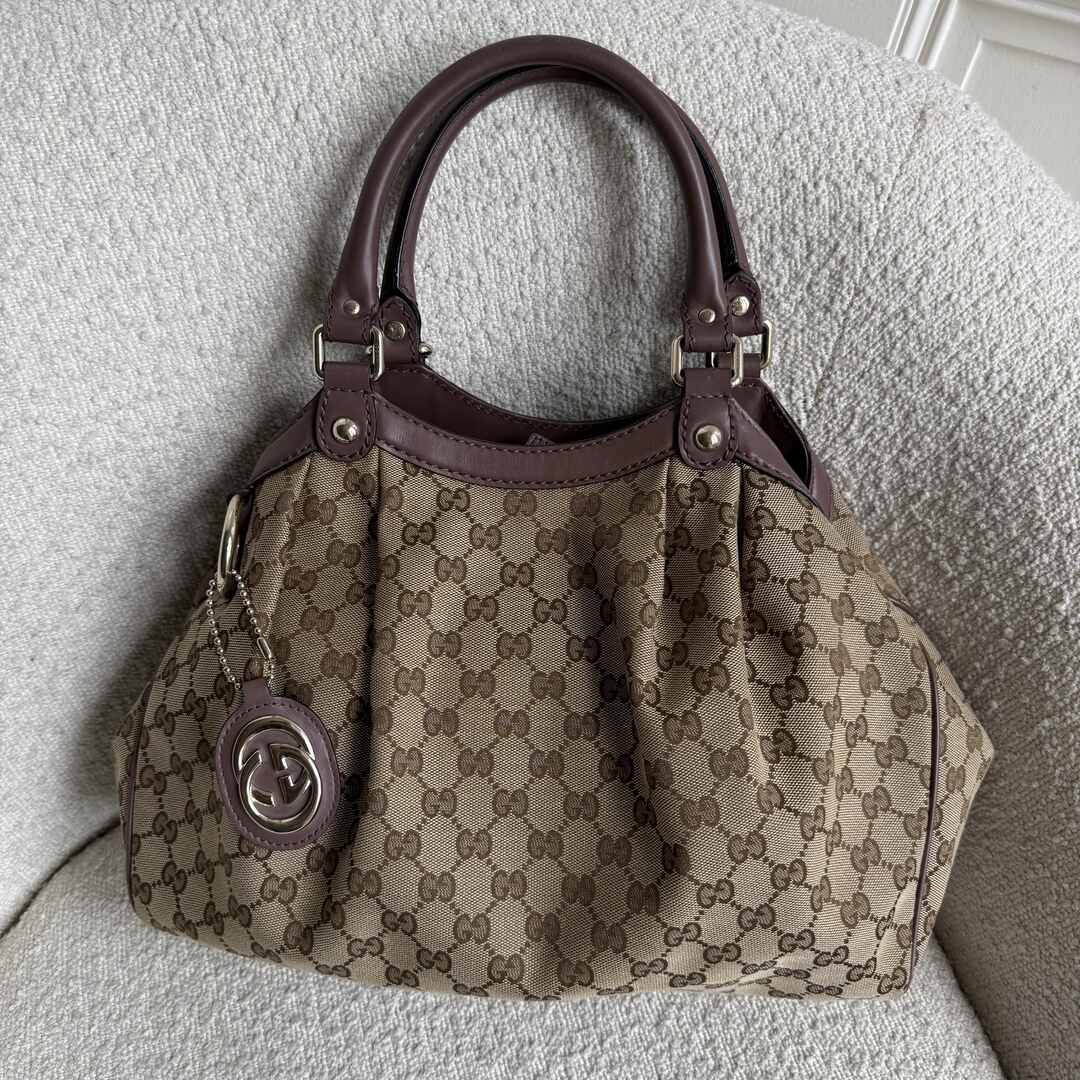 Gucci Monogram Sukey Brown Tote Bag