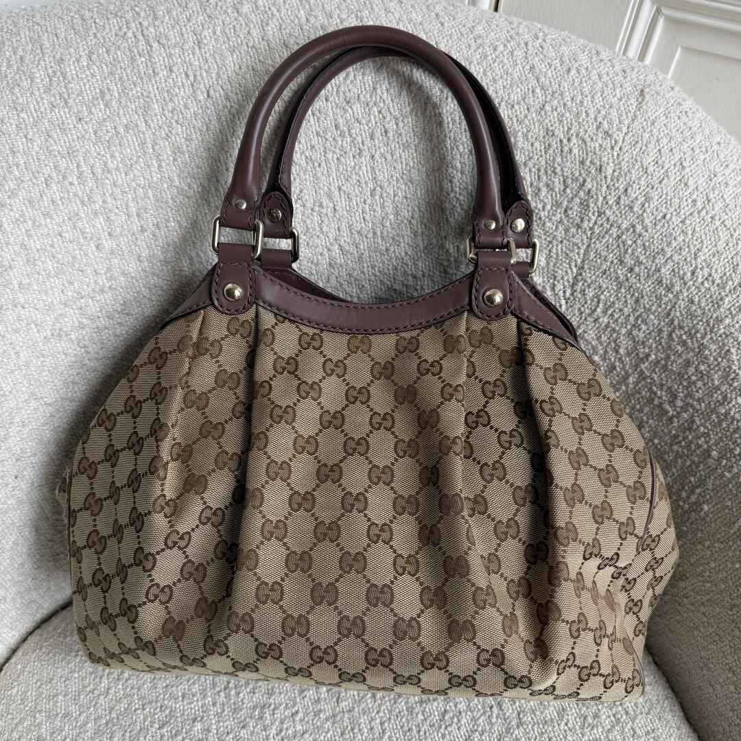 Gucci Monogram Sukey Brown Tote Bag