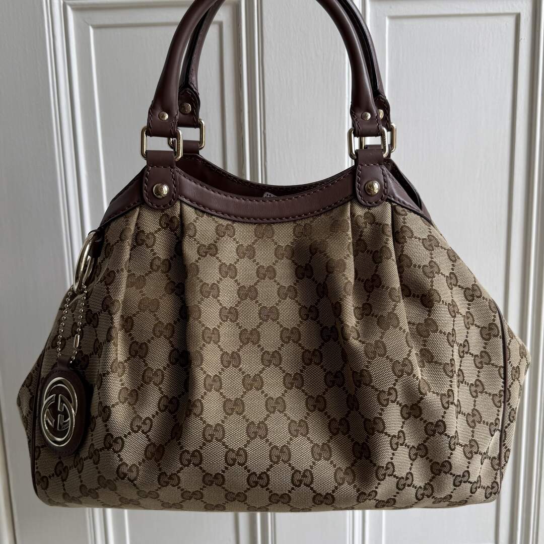 Gucci Monogram Sukey Brown Tote Bag