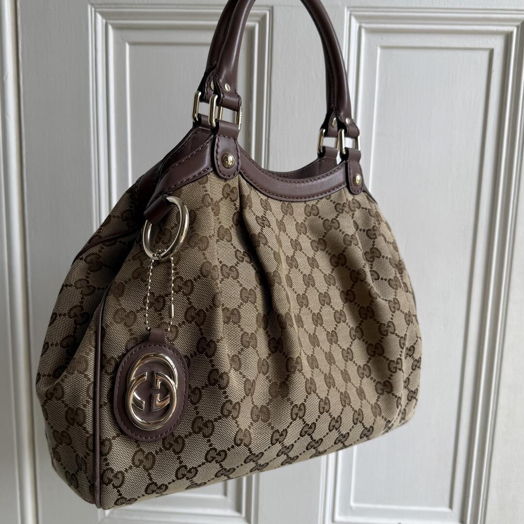 Gucci Monogram Sukey Brown Tote Bag