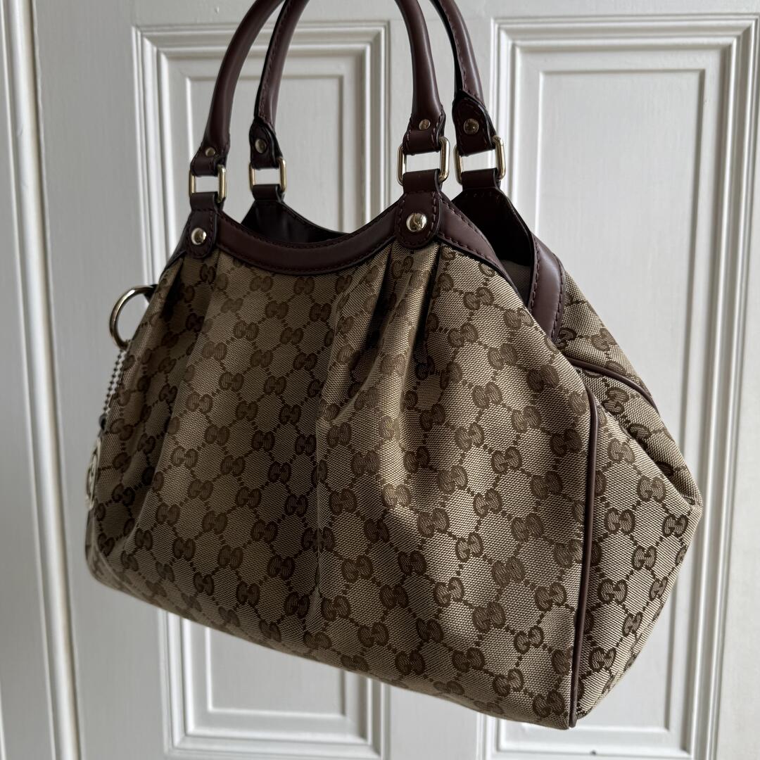 Gucci Monogram Sukey Brown Tote Bag