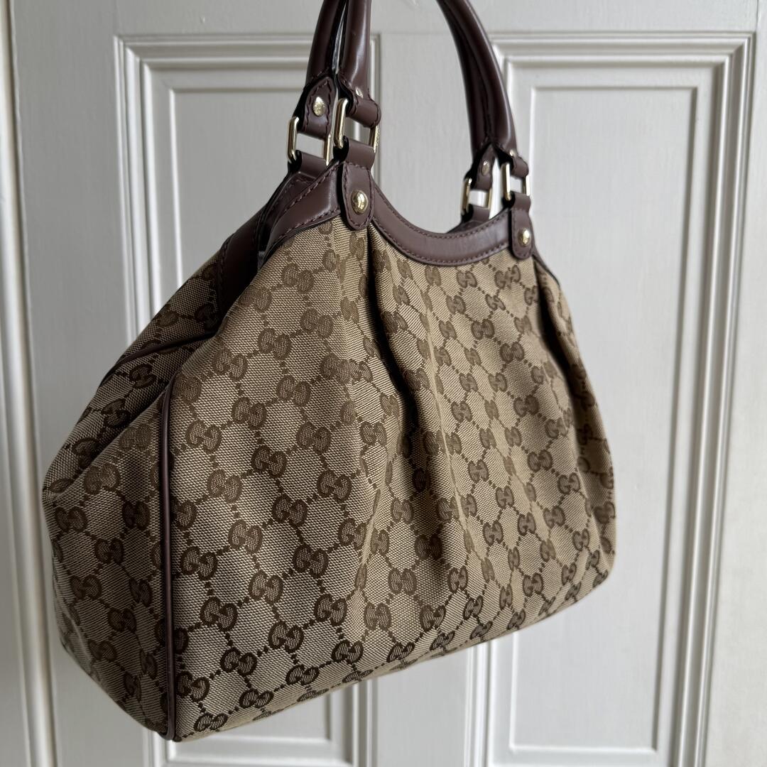 Gucci Monogram Sukey Brown Tote Bag